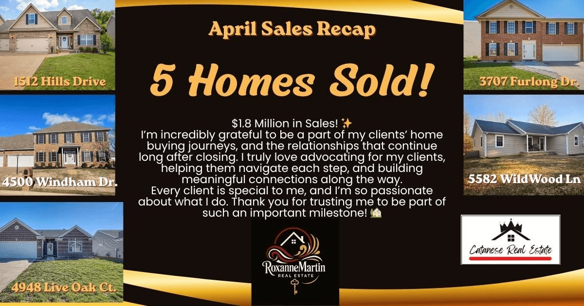April sales recap — 5 homes sold